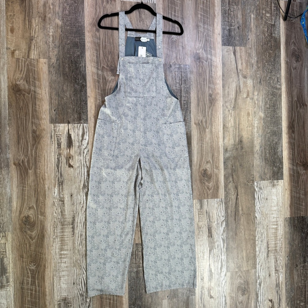 NWT Piper & Scoot Wide Leg Floral Jumpsuit Women Small Grey Cottagecore Overall